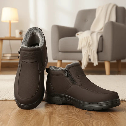 Men’s Winter Shoes Waterproof Leather Fur-Lined Non-Slip Sole