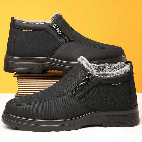 Men’s Winter Shoes Waterproof Leather Fur-Lined Non-Slip Sole