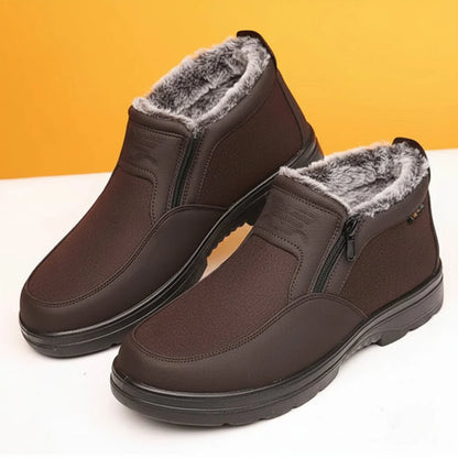 Men’s Winter Shoes Waterproof Leather Fur-Lined Non-Slip Sole