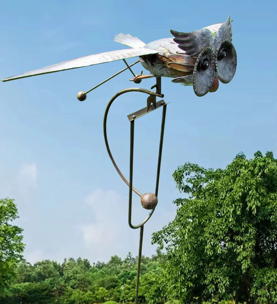 Metal Twirling Wind Spinner for Garden with Ground Stake – Weather-Resistant Ornament