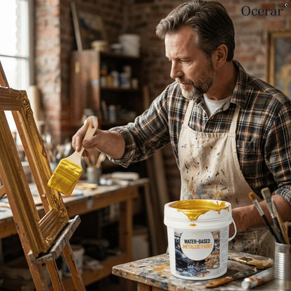 Metallic Paint Water-Based Gold or Silver With Brush