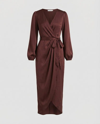Midi Wrap Dress Long Sleeve Curve-Flattering Fit