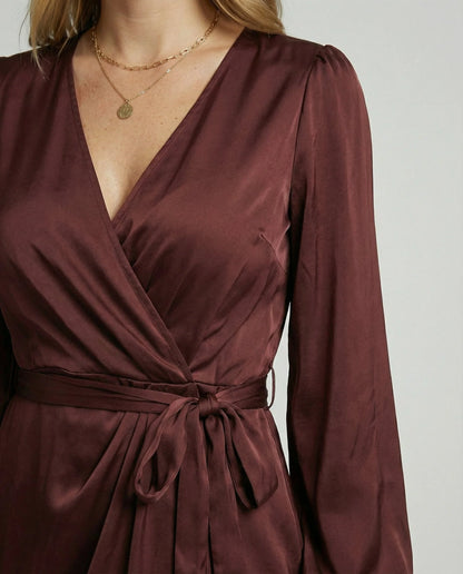 Midi Wrap Dress Long Sleeve Curve-Flattering Fit