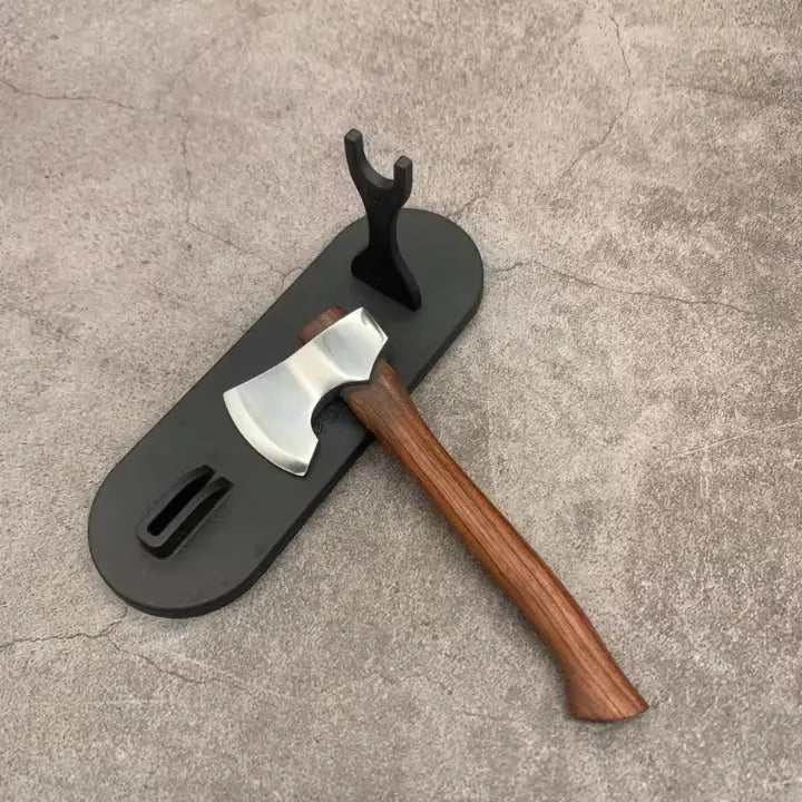 Mini Decorative Axe Polished Metal Head With Stand