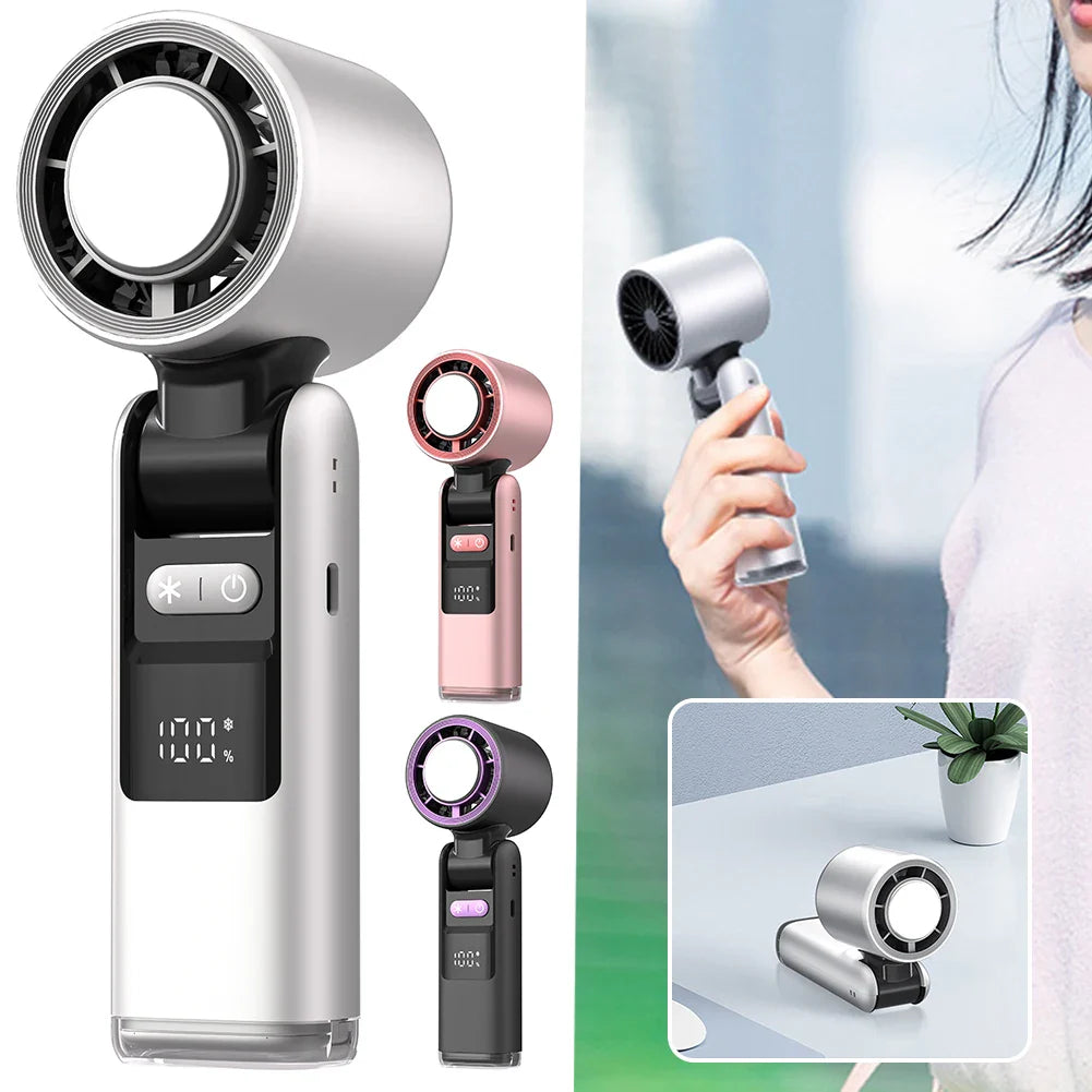 Mini Handheld Fan Foldable 100 Wind Levels Digital Display