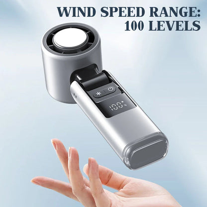 Mini Handheld Fan Foldable 100 Wind Levels Digital Display