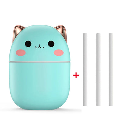 Mini Humidifier Cat-Shaped Color-Changing Night Light USB Powered