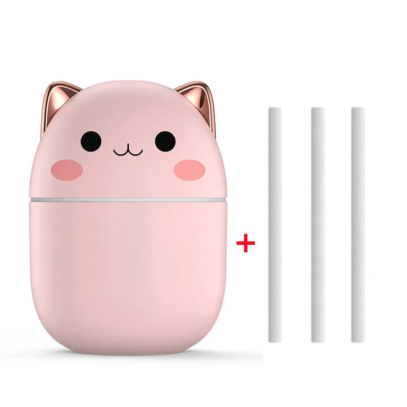 Mini Humidifier Cat-Shaped Color-Changing Night Light USB Powered