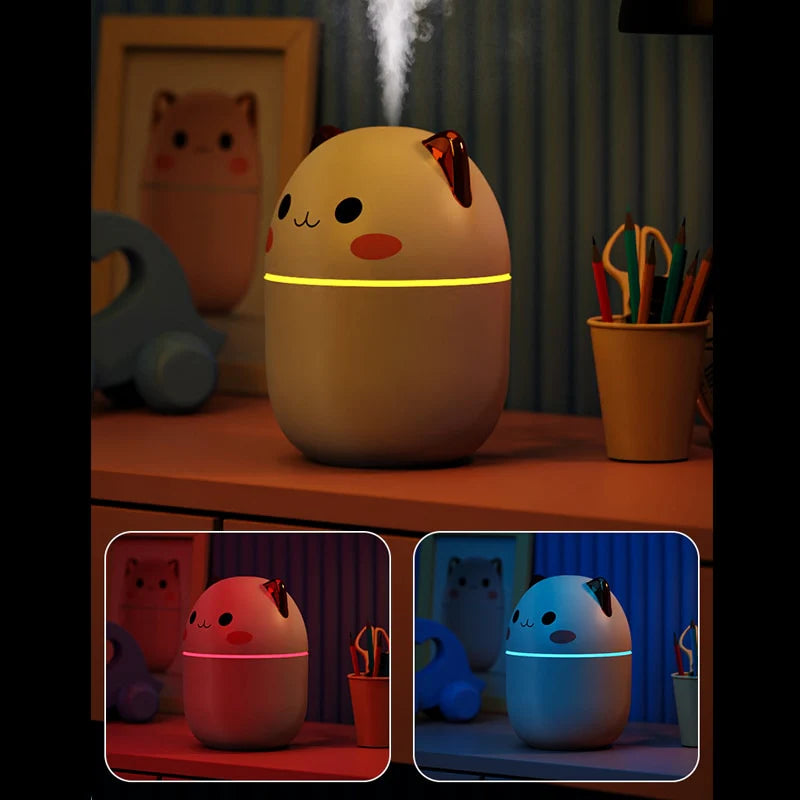 Mini Humidifier Cat-Shaped Color-Changing Night Light USB Powered