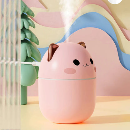Mini Humidifier Cat-Shaped Color-Changing Night Light USB Powered