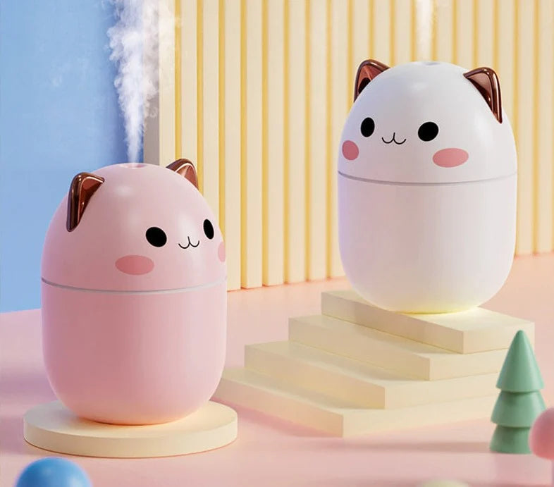 Mini Humidifier Cat-Shaped Color-Changing Night Light USB Powered