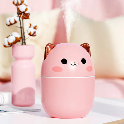 Mini Humidifier Cat-Shaped Color-Changing Night Light USB Powered