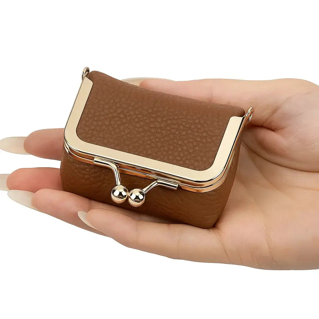 Mini Jewelry Box PU Leather Velvet Lining Gold Clasp