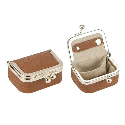 Mini Jewelry Box PU Leather Velvet Lining Gold Clasp
