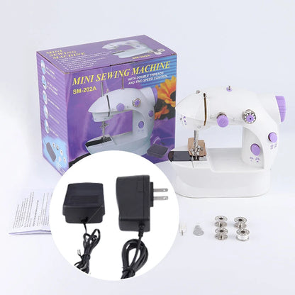 Mini Sewing Machine Double-Thread Two-Speed Built-In Light