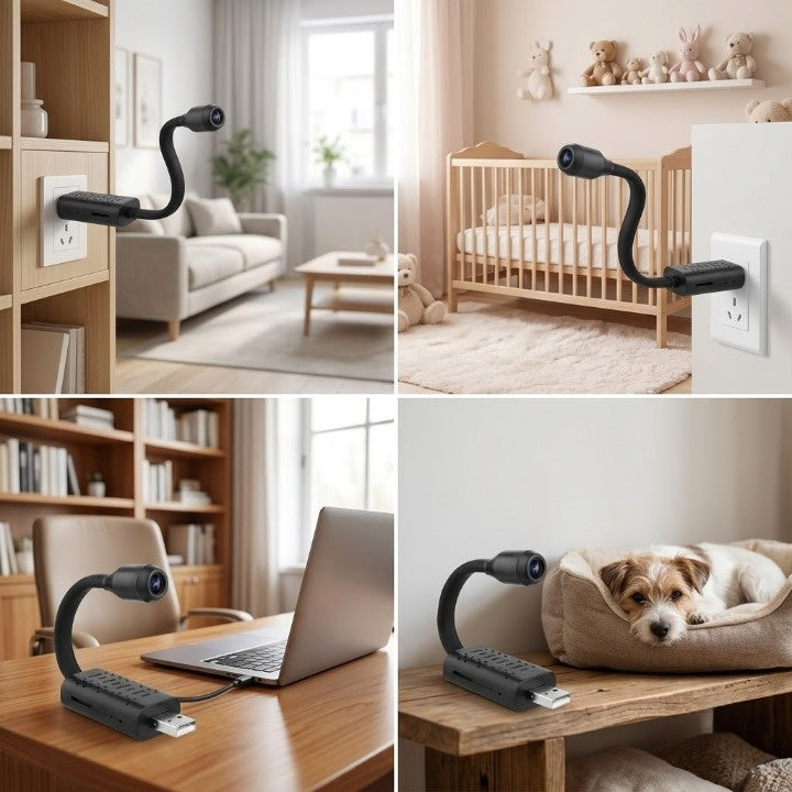 Mini Surveillance Camera Swivel Arm Full HD & AI