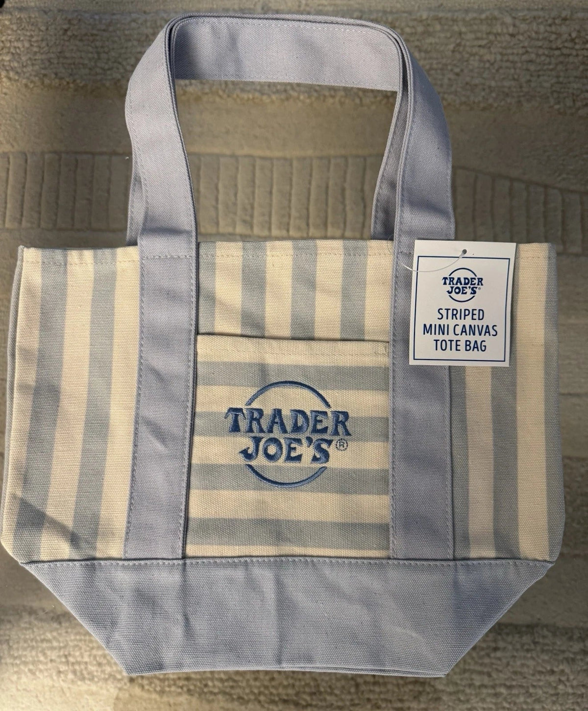 Mini Tote Bag Set Striped Canvas Set of 4