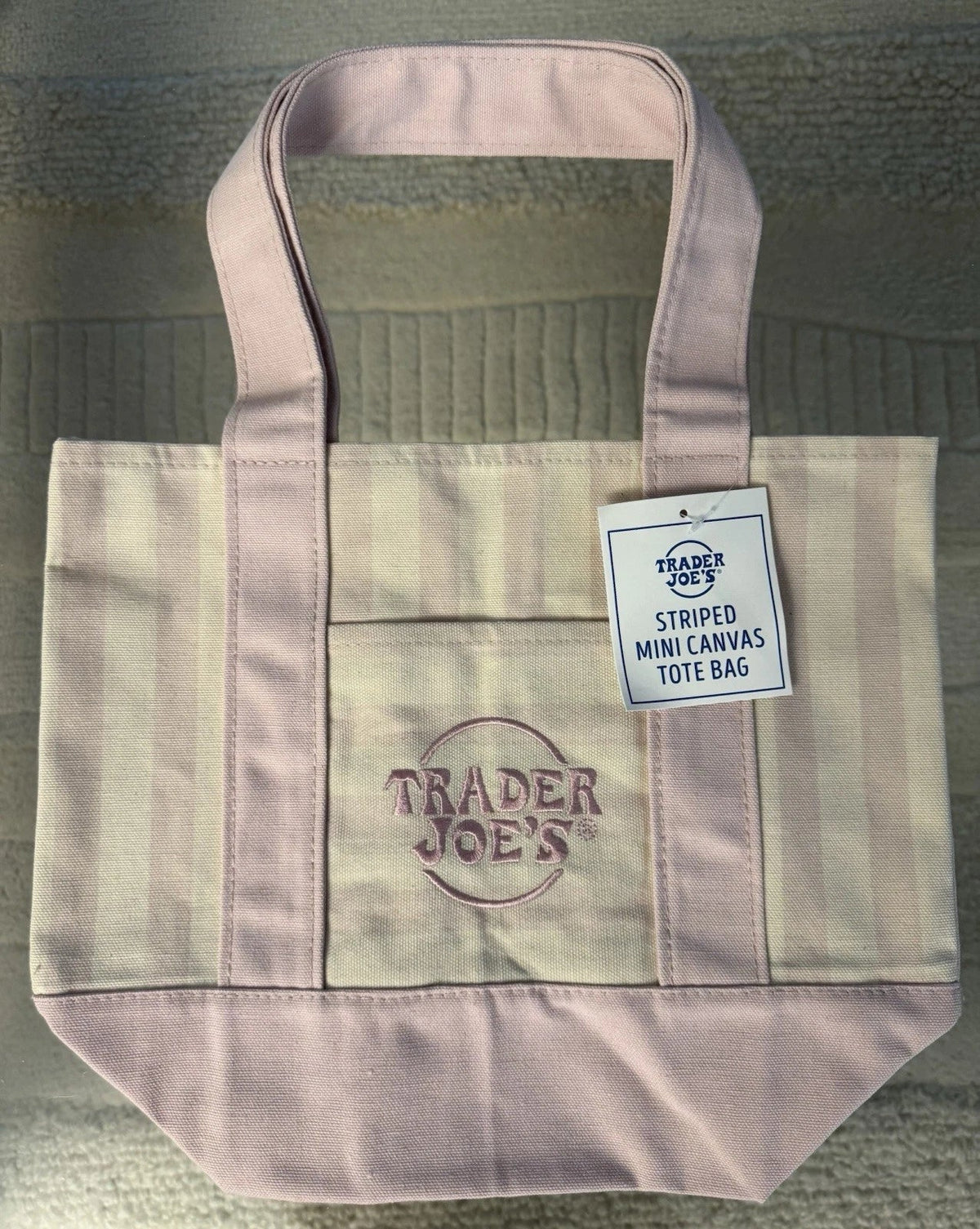 Mini Tote Bag Set Striped Canvas Set of 4