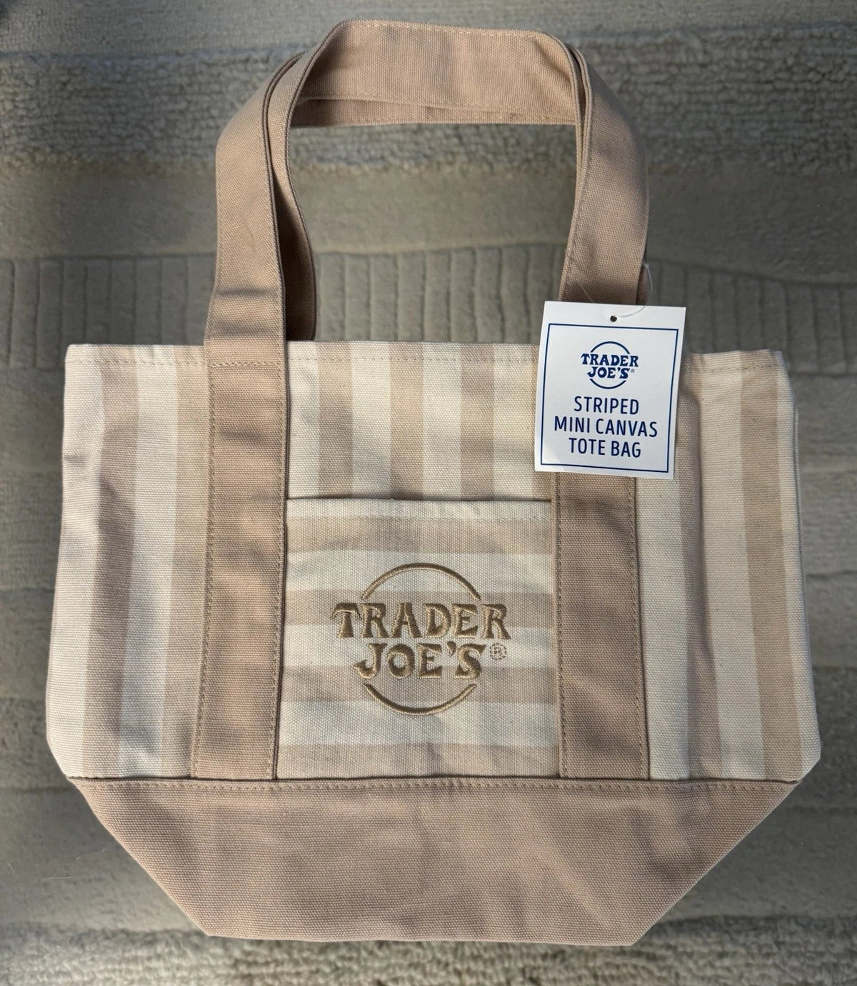 Mini Tote Bag Set Striped Canvas Set of 4
