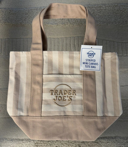 Mini Tote Bag Set Striped Canvas Set of 4