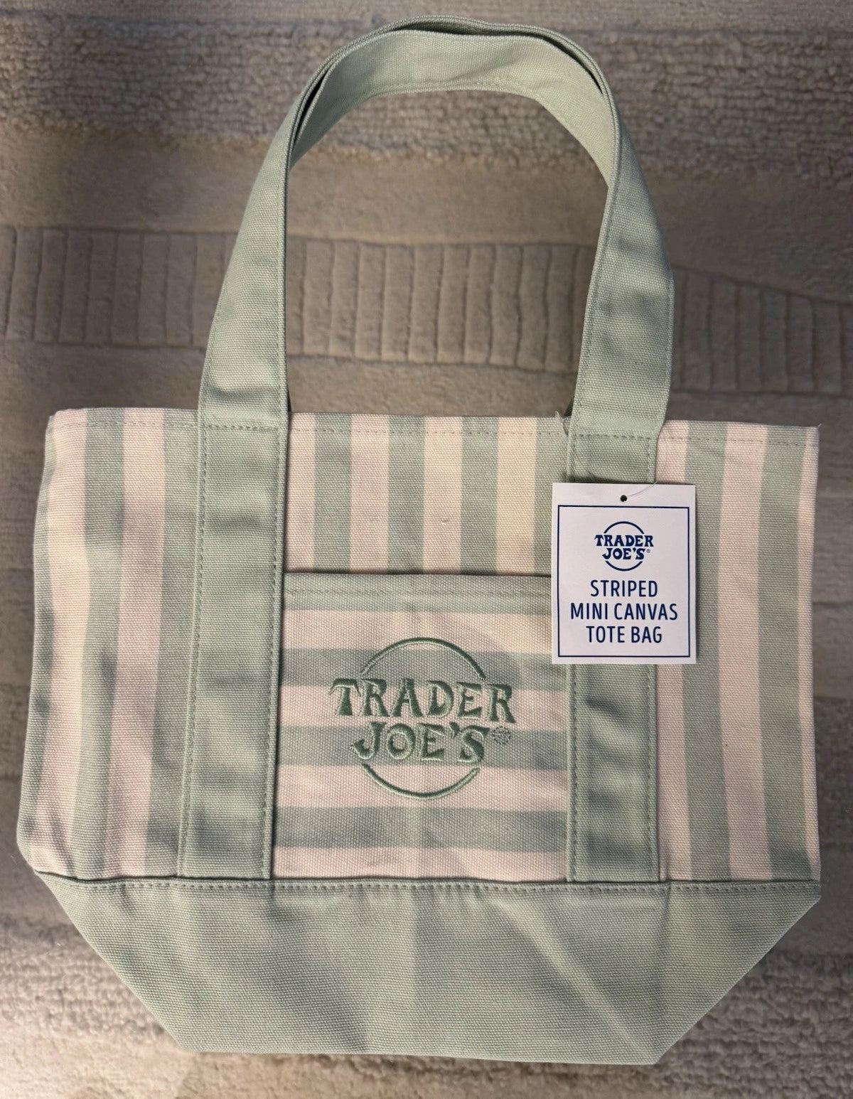Mini Tote Bag Set Striped Canvas Set of 4