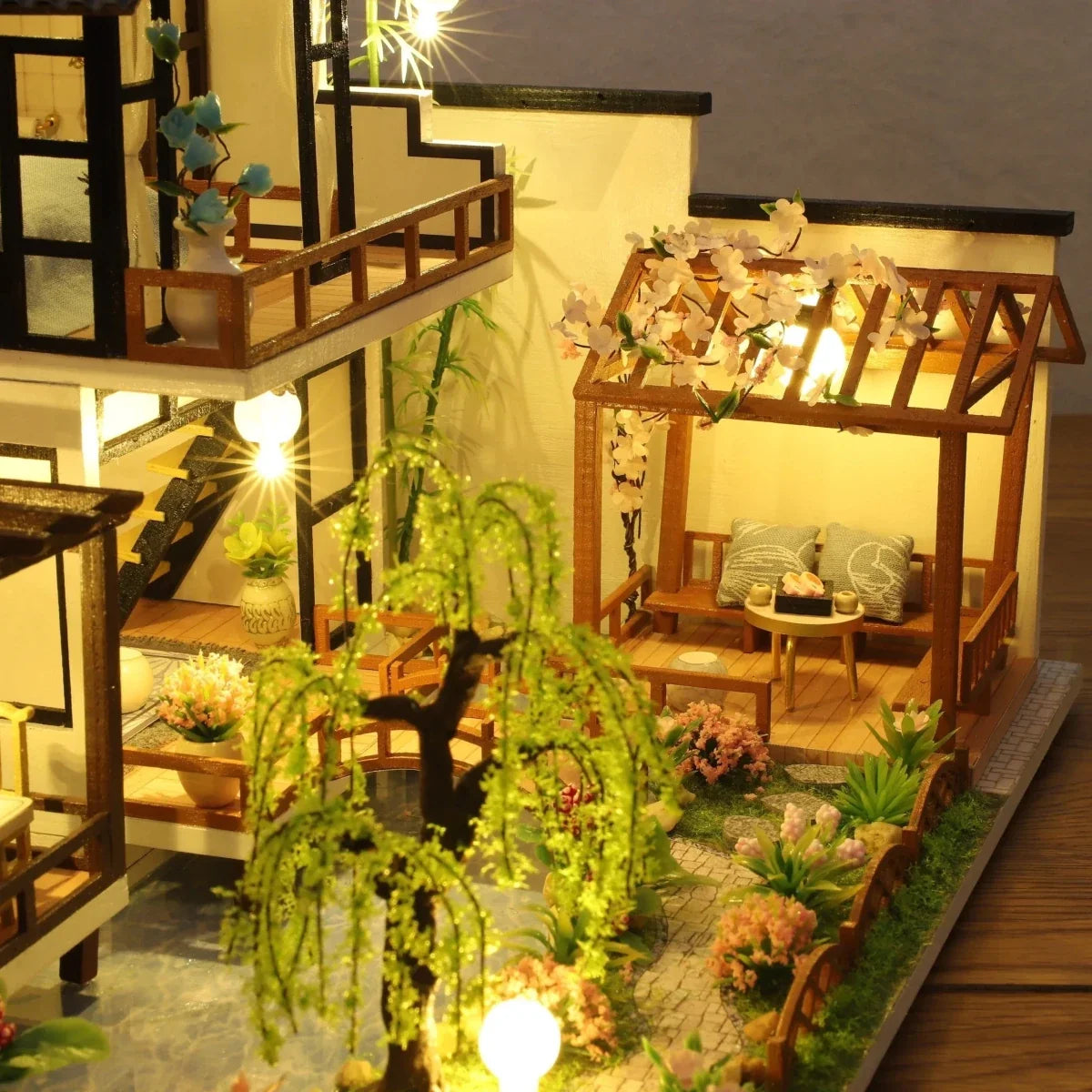 Miniature House Building Kit Wooden DIY Decorative Display