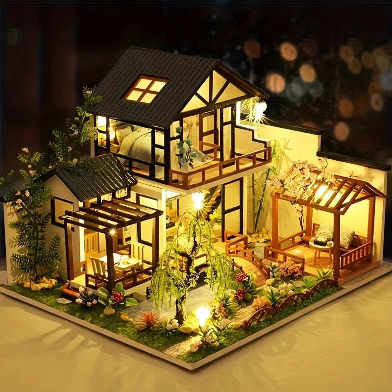 Miniature House Building Kit Wooden DIY Decorative Display