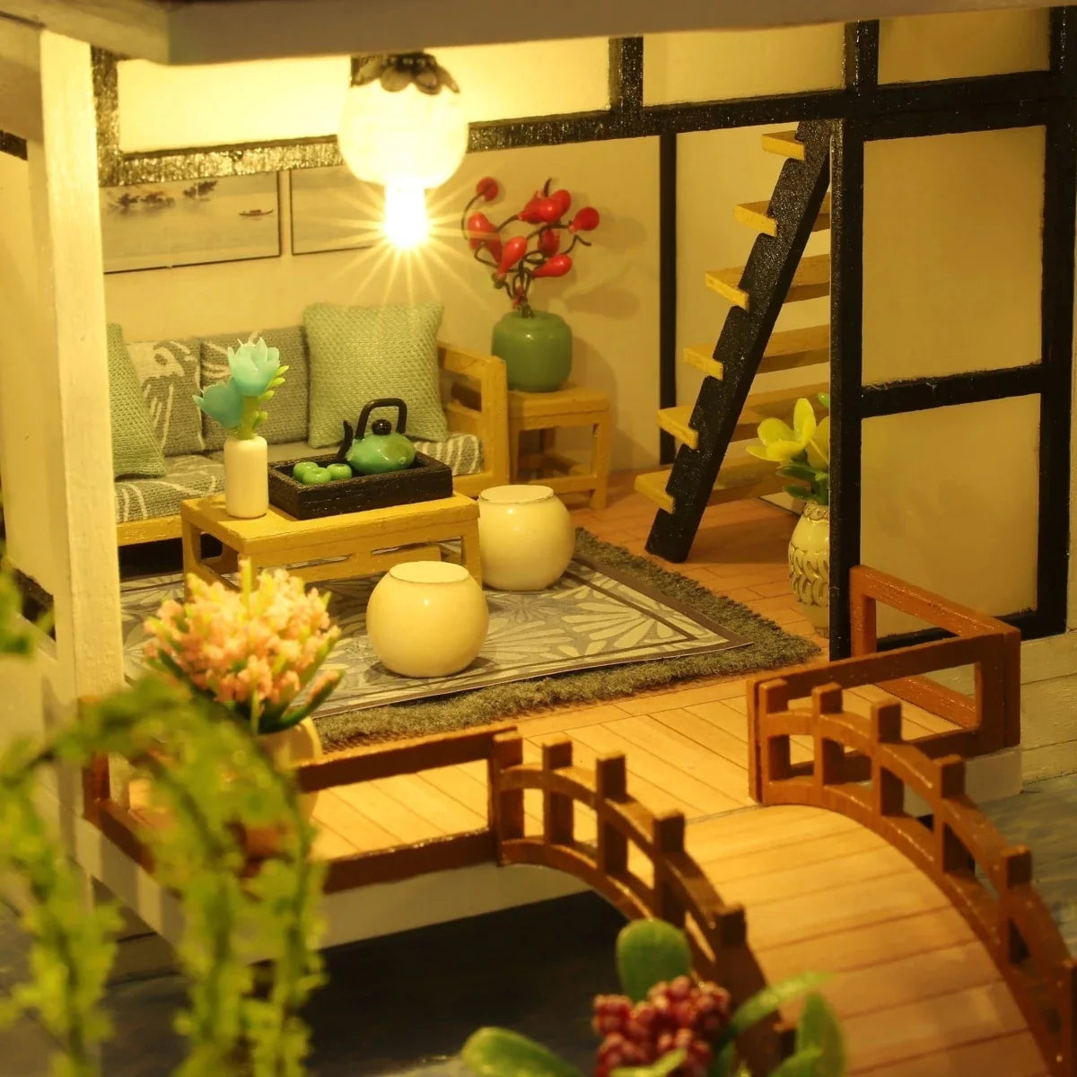 Miniature House Building Kit Wooden DIY Decorative Display