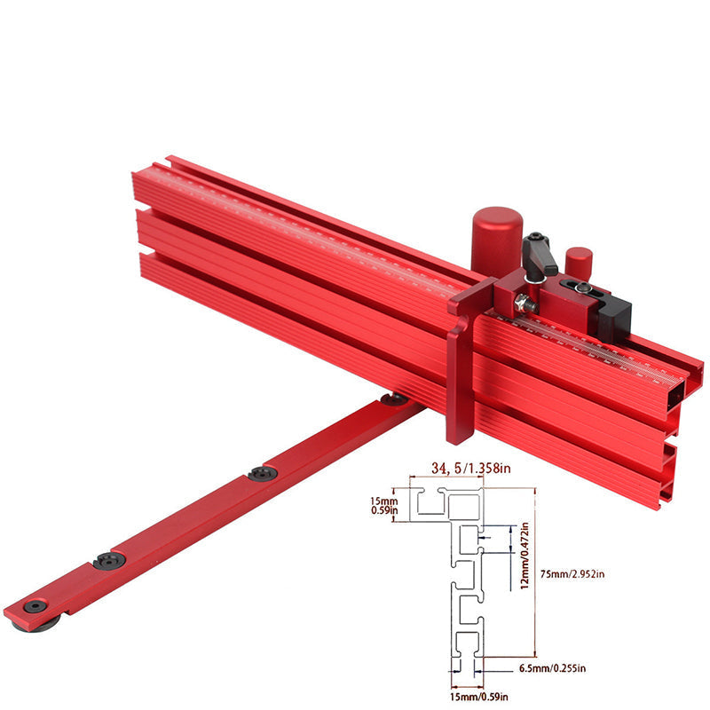 Miter Gauge Anodized Aluminum Non-Slip Rail 0°–60°