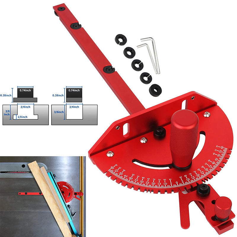 Miter Gauge Anodized Aluminum Non-Slip Rail 0°–60°