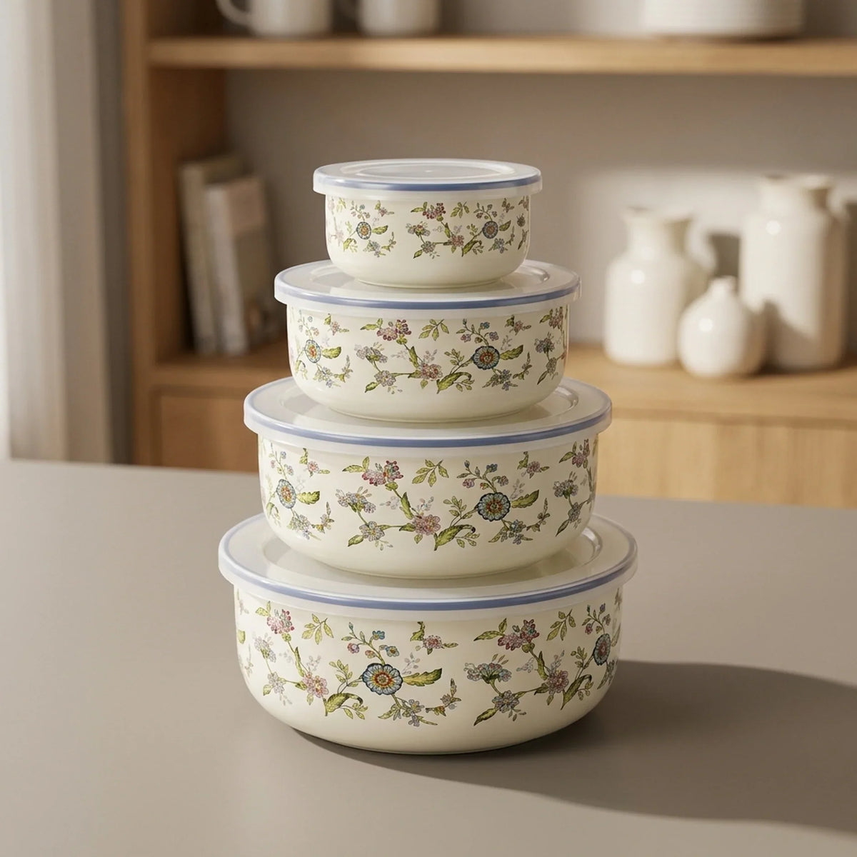 Mixing Bowl Set Enamel Nesting Space-Saving