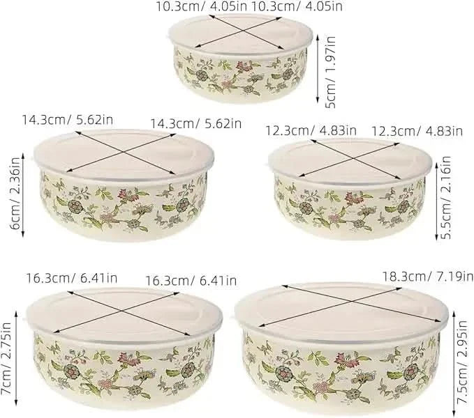 Mixing Bowl Set Enamel Nesting Space-Saving