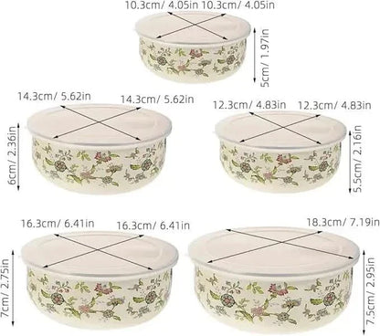 Mixing Bowl Set Enamel Nesting Space-Saving