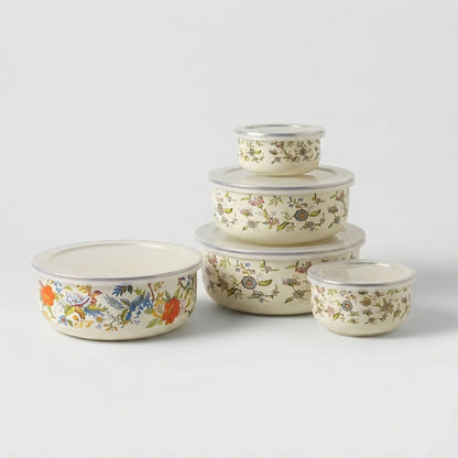 Mixing Bowl Set Enamel Nesting Space-Saving