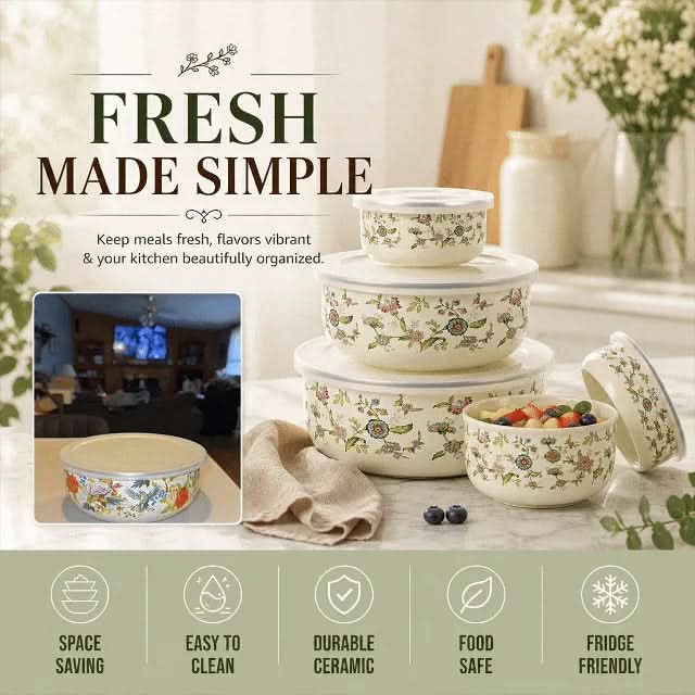 Mixing Bowl Set Enamel Nesting Space-Saving