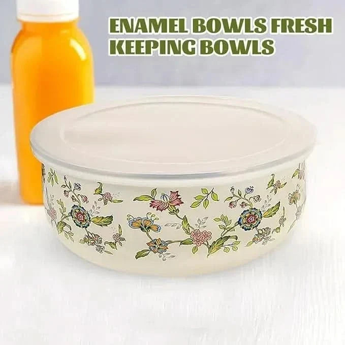 Mixing Bowl Set Enamel Nesting Space-Saving