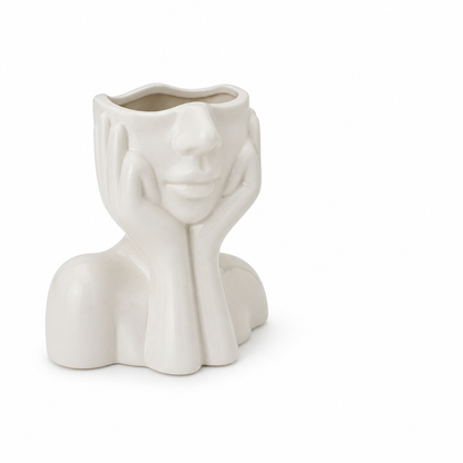 Modern Ceramic Abstract Face Vase