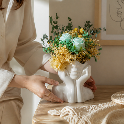 Modern Ceramic Abstract Face Vase