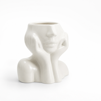 Modern Ceramic Abstract Face Vase