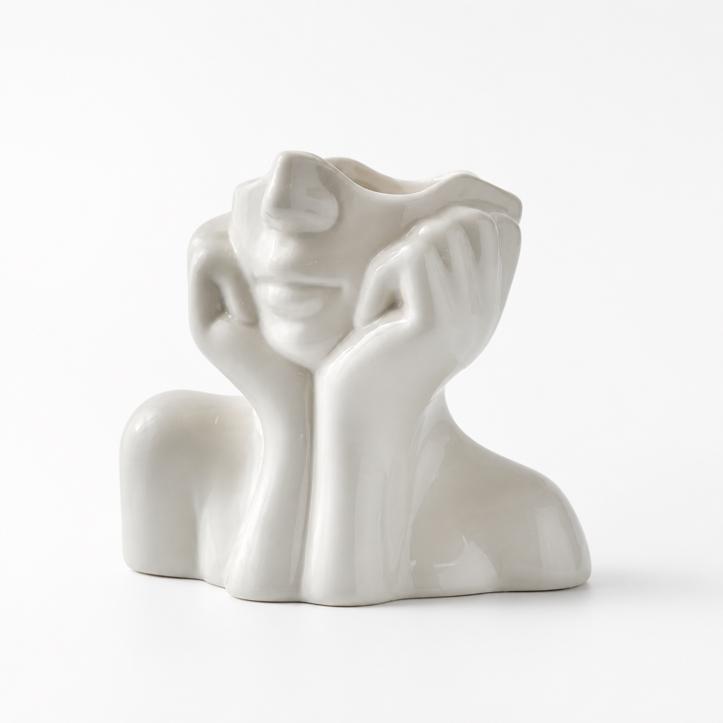 Modern Ceramic Abstract Face Vase