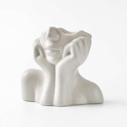 Modern Ceramic Abstract Face Vase