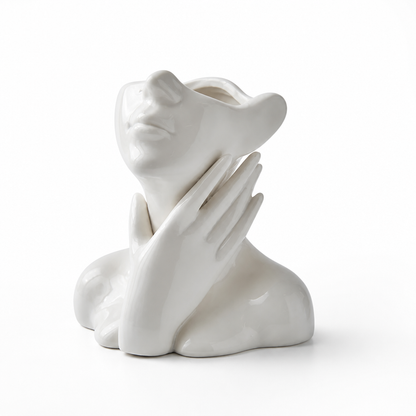 Modern Ceramic Abstract Face Vase