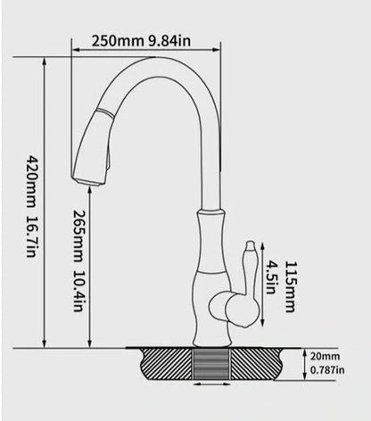 Modern Kitchen Mixer Faucet – 360° Swiveling Stainless Steel with Pull-Out Spray