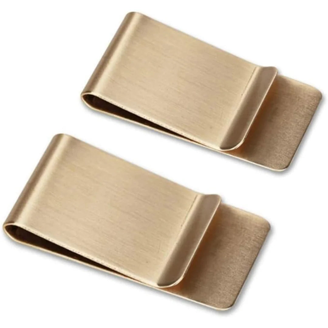 Money Clip Slim Brushed Stainless Steel Set of 2