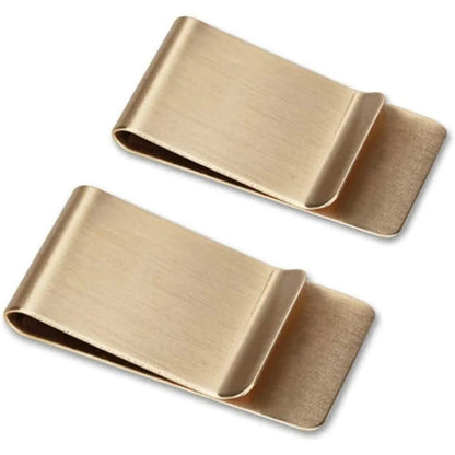 Money Clip Slim Brushed Stainless Steel Set of 2