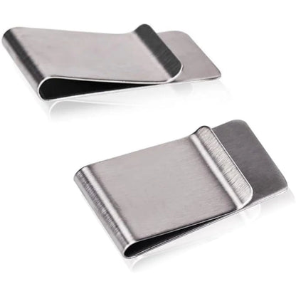 Money Clip Slim Brushed Stainless Steel Set of 2
