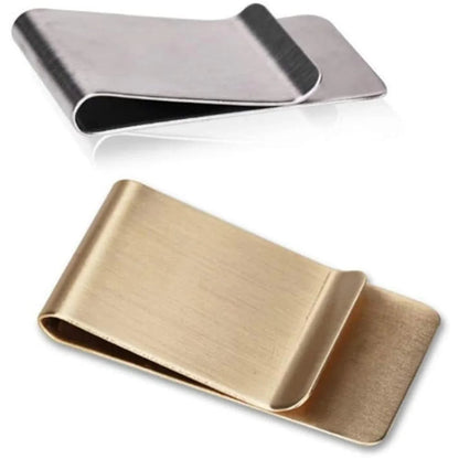 Money Clip Slim Brushed Stainless Steel Set of 2