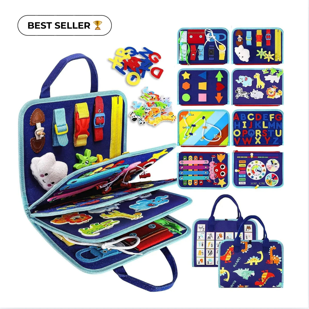Montessori Activity Book Felt 8 Interactive Pages Life Skills Practice