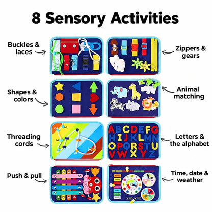 Montessori Activity Book Felt 8 Interactive Pages Life Skills Practice