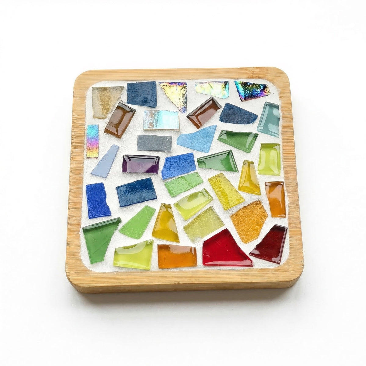 Mosaic Coaster Kit Wooden Bases & Colorful Tiles